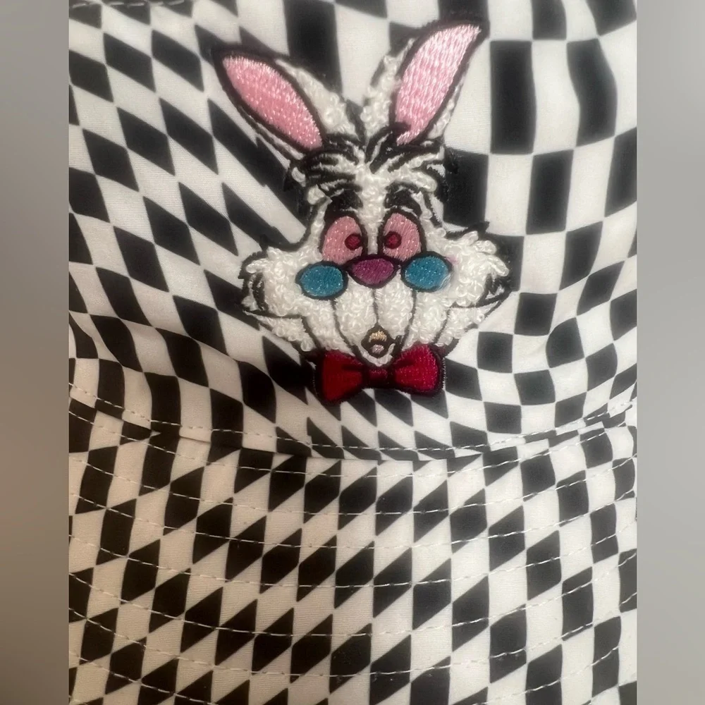 New Disney Parks White Rabbit ALICE IN WONDERLAND Sherpa Lined Bucket Hat